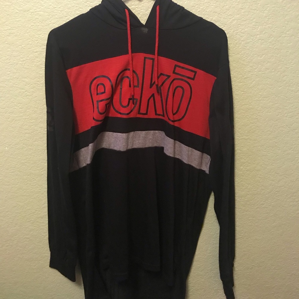 Black and red shirt with hood